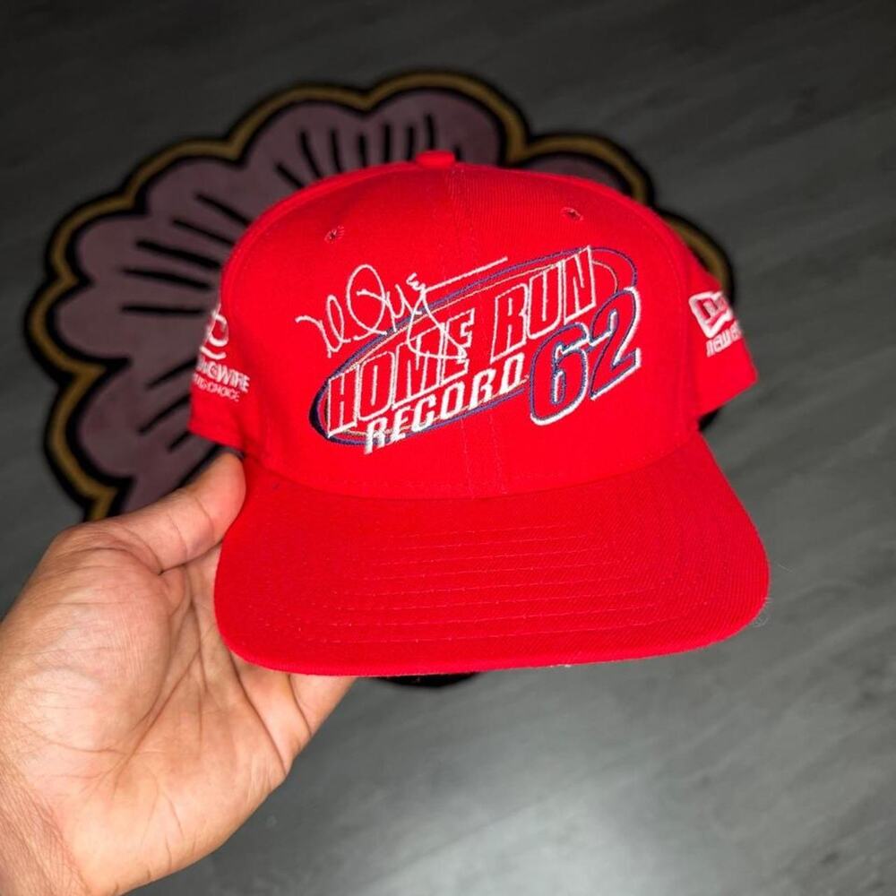 Vintage 90’s New Era St Louis Cardinals Mark McQuire Home Run SnapBack Hat Red